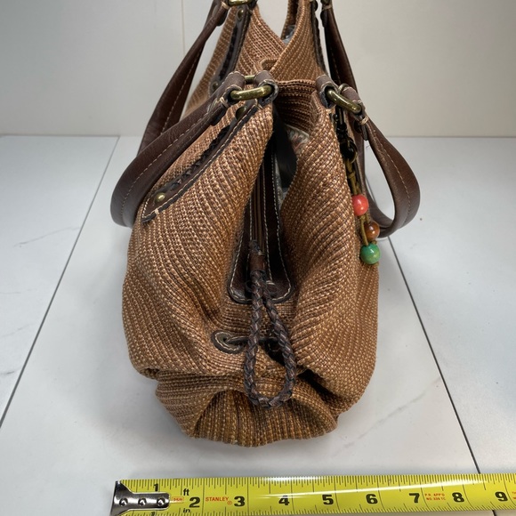 FOSSIL PURSE Genuine Classic 1954 Key Oasis Straw slouchy bag tan brown paisley - Picture 12 of 16